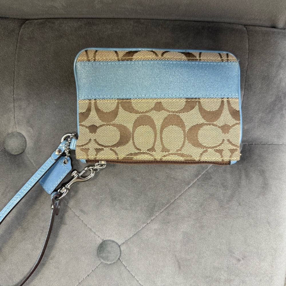 Blue and Brown Wristlet